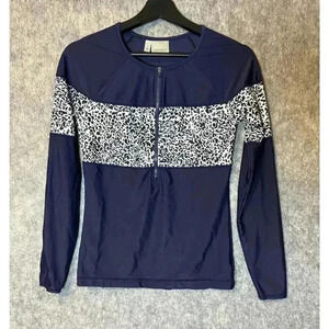 Athleta Navy Half-Zip UPF Swimwear Long Sleeve Top - Small